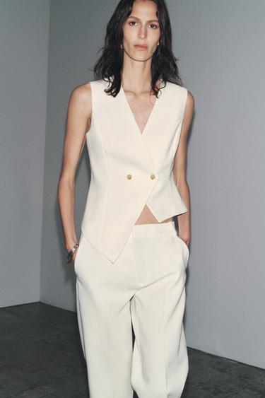 GILET ASYMÉTRIQUE ZW COLLECTION - Écru de Zara - Image 2