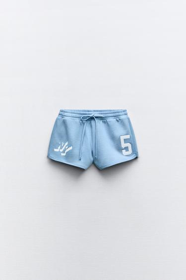 SHORTS FELPA NY VARSITY - Azul / Blanco de Zara