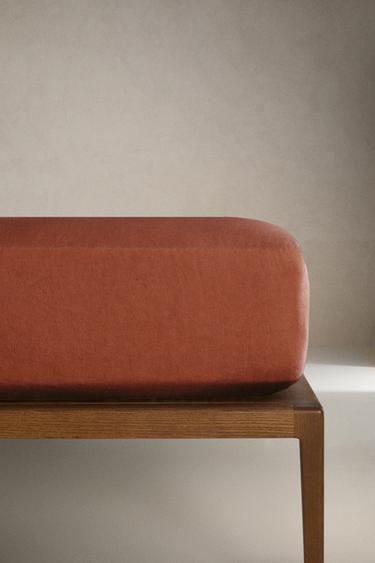 LENZUOLO CON ANGOLI IN LINO SLAVATO | 30 CM DI ALTEZZA (140 G/M²) - Mattone di Zara
