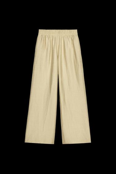 WEITE HOSE MIT ELASTISCHEM BUND - grau-beige von Zara - Bild 0
