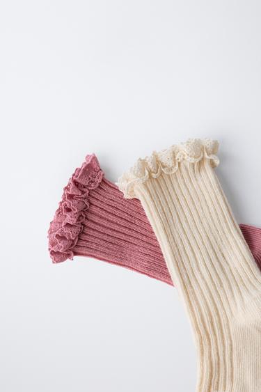 TWO-PACK OF LACE TRIM SOCKS - Pink / White by Zara - Image 2