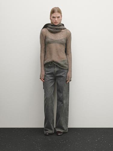Zara Sweater with open knit detail - Dark mink - Image 0