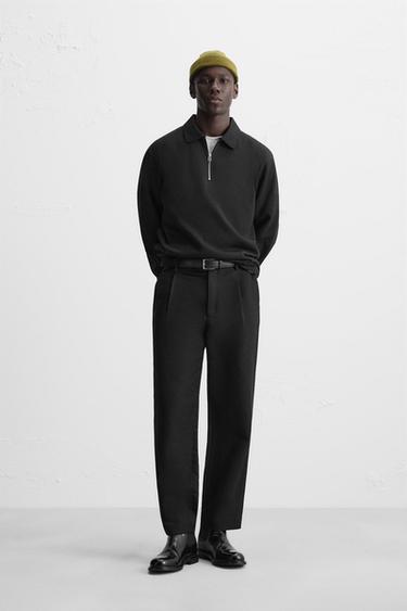 POLO QUARTER-ZIP SWEATSHIRT - Black by Zara