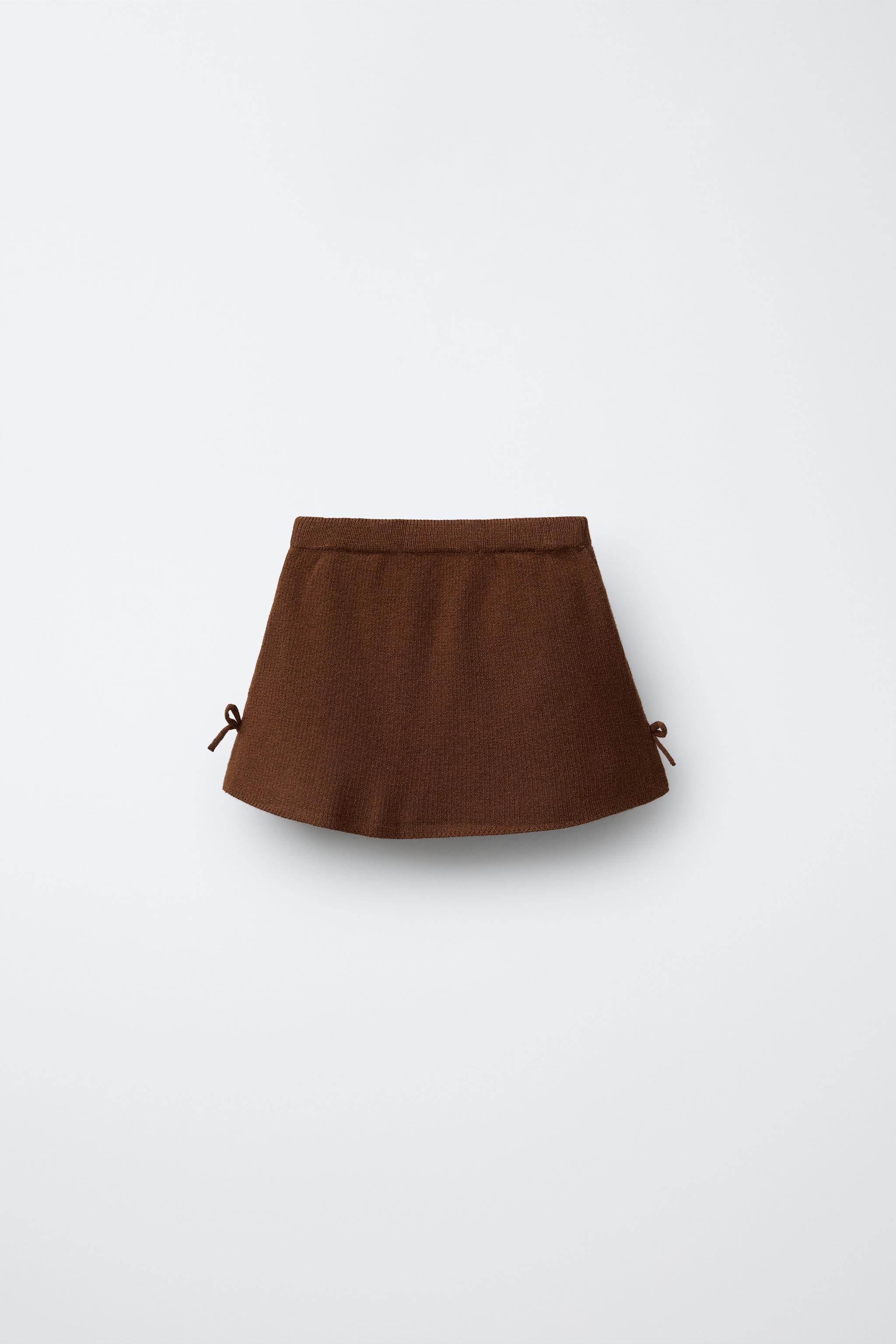 WOOL BLEND KNIT SKIRT WITH BOWS