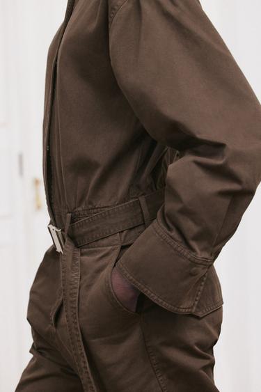 ZW COLLECTION BELTED JUMPSUIT - Brown by Zara