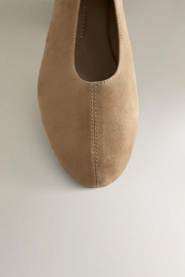 BALLERINES CUIR CROÛTE DE CUIR - Marron de Zara - Image 5