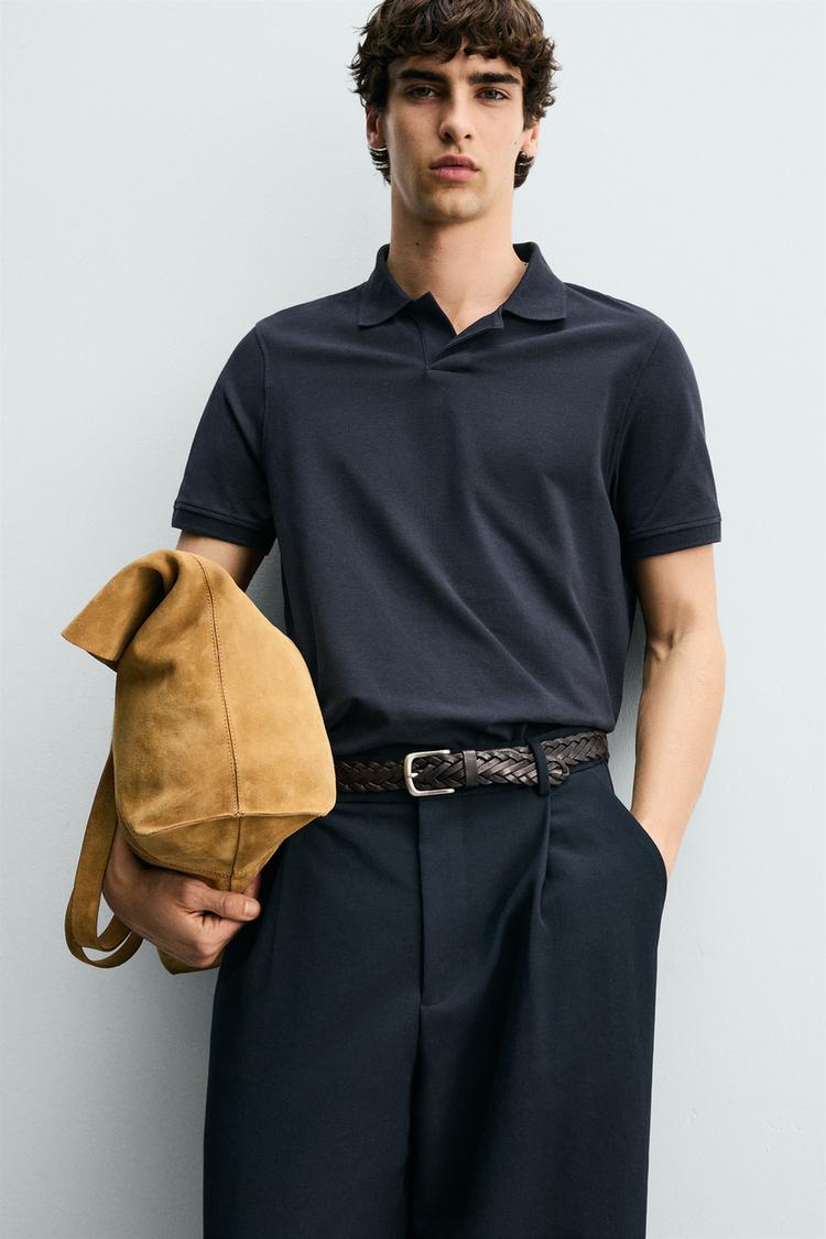 ZARA PIQUÉ TEXTURED POLO SHIRT