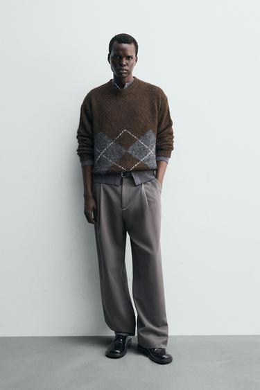 PULL EN JACQUARD À LOSANGES - Marron de Zara - Image 0