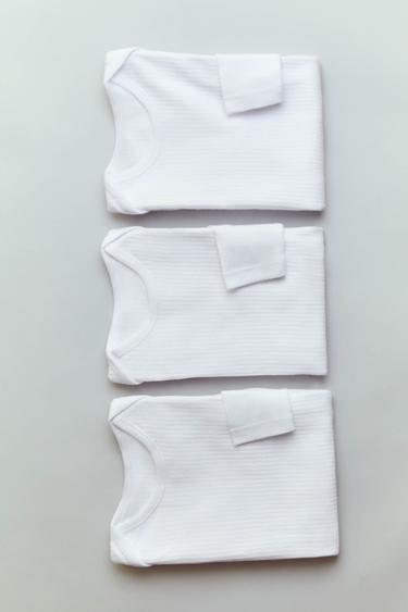 3-PACK OF BASIC ROUND NECK BODYSUITS - White by Zara