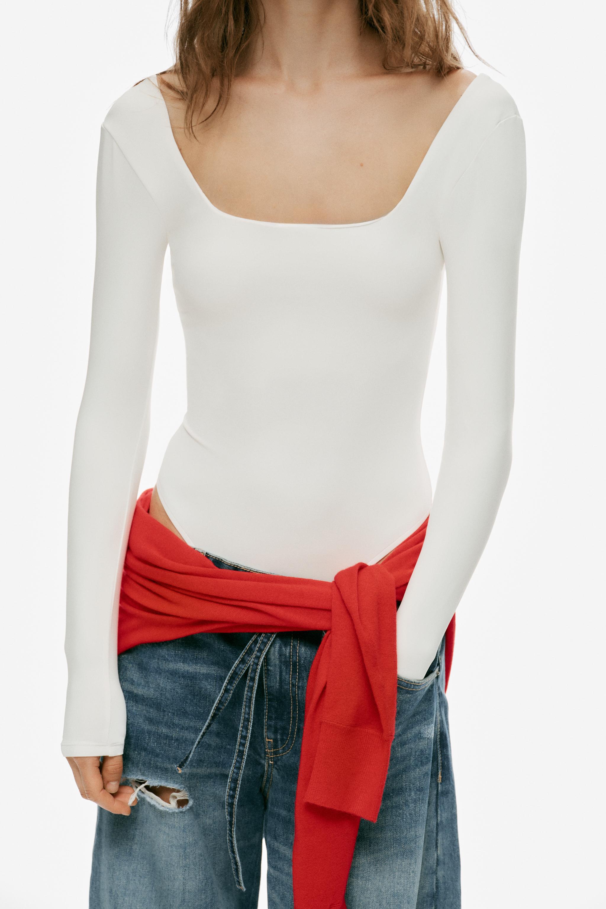 Zara Kare Yaka Poliamid Body görsel 3