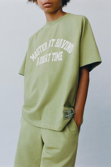 SLOGAN PRINT T-SHIRT AND BERMUDA SHORTS SET - Light green by Zara