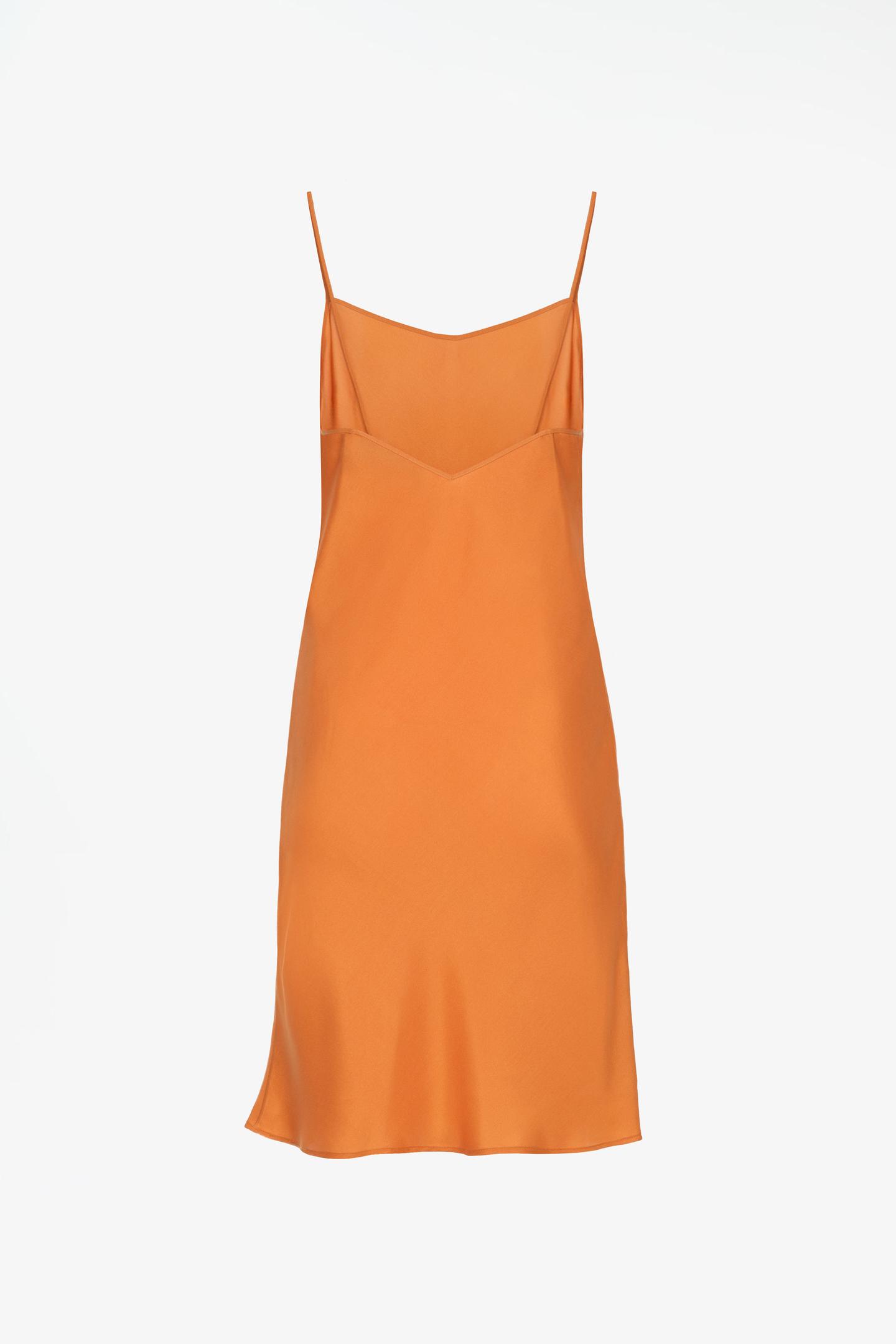 Женское платье Zara Limited Edition 100% Silk Slip, цвет: Оранжевый — фото 4