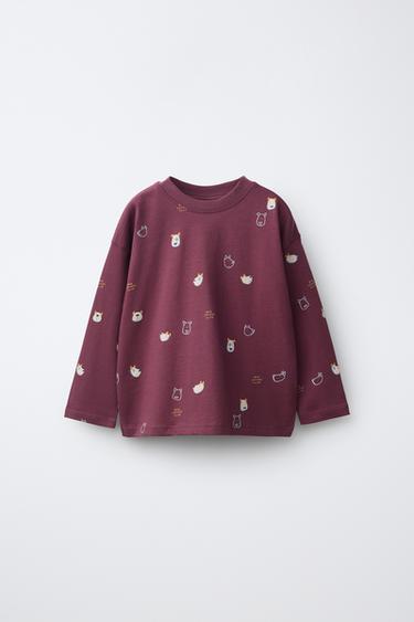 CAMISETA ESTAMPADO PERRITOS - Malva oscuro de Zara - Imagen 0