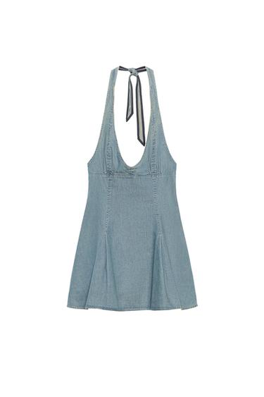 Zara MINI HALJINA AMERIČKOG IZREZA – Plava