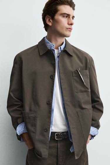 SURCHEMISE TOILE DOUBLURE CONTRASTE - Vison de Zara - Image 5