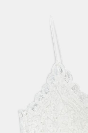 ZW COLLECTION EMBROIDERED PUFFED TOP - Oyster-white by Zara - Image 7