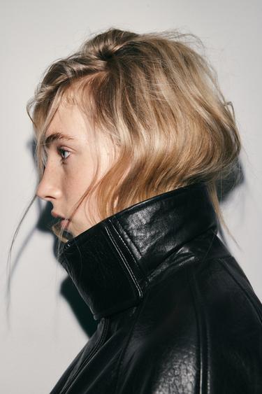 100% LEATHER JACKET WITH ADJUSTABLE WAIST - Black by Zara - Image 3