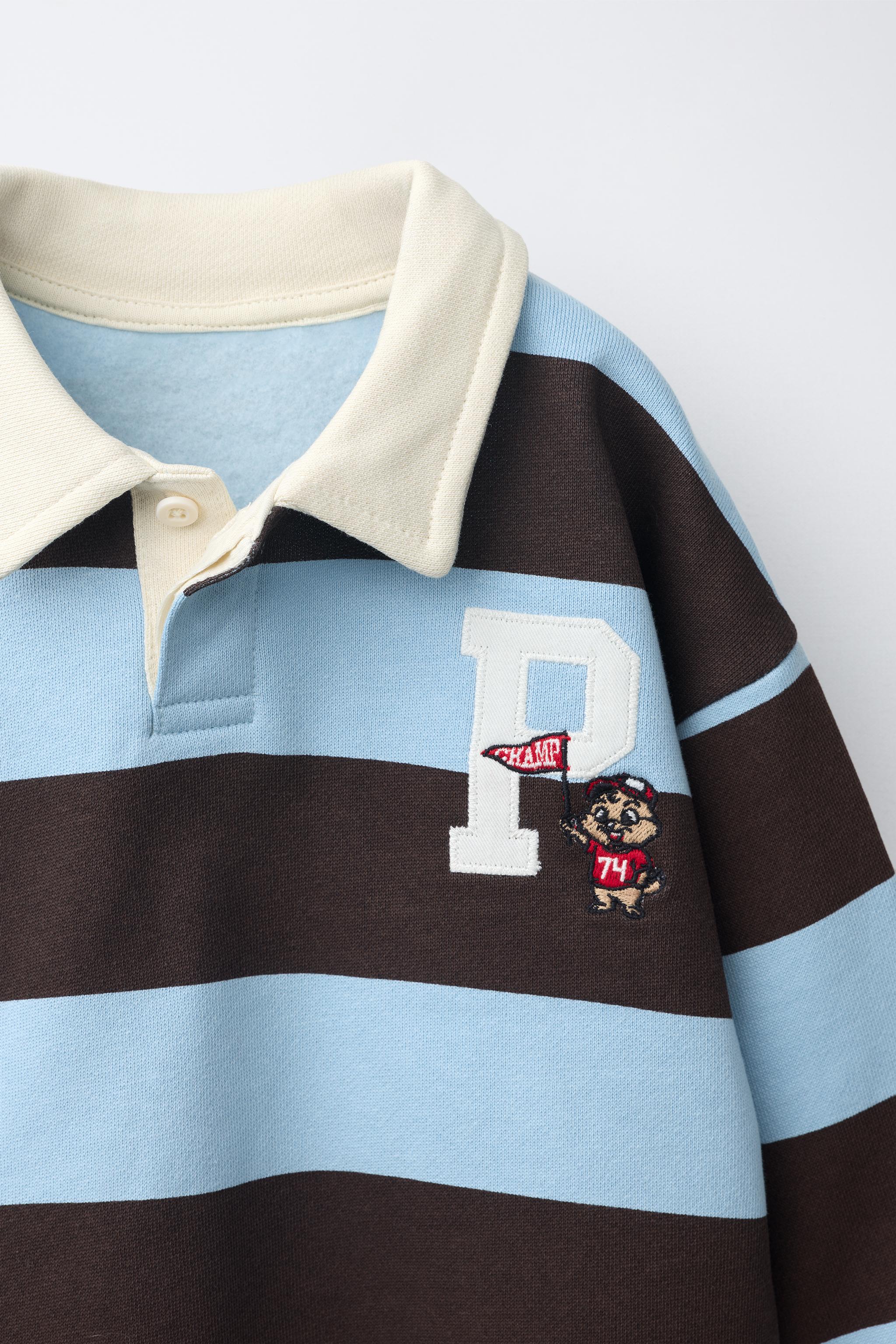 STRIPED EMBROIDERED POLO