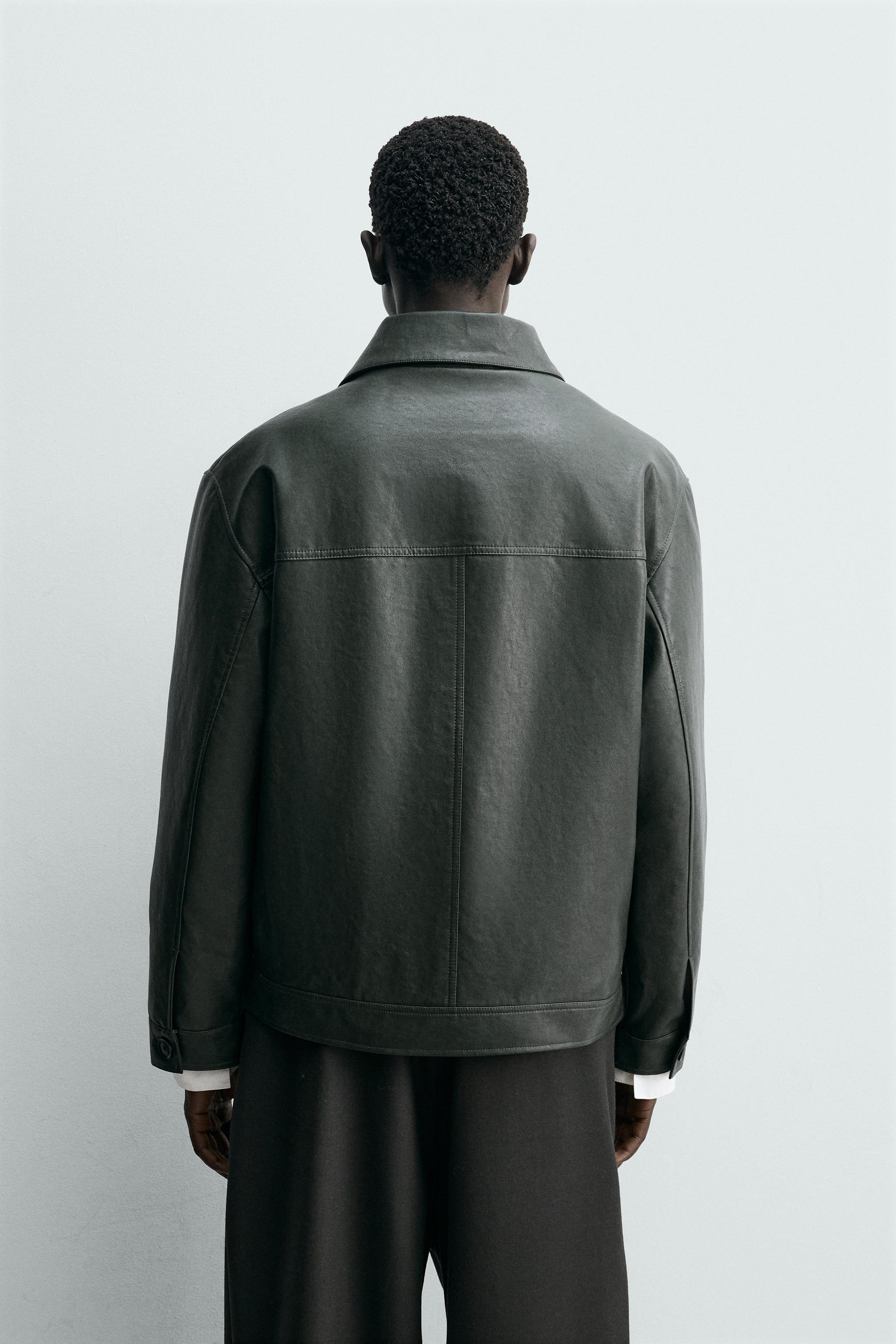 Zara - Faux Leather Jacket - Duck Green - M - Man