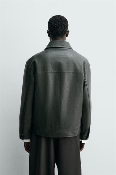 BLOUSON EN MATIÈRE SYNTHÉTIQUE - Vert canard de Zara - Image 2