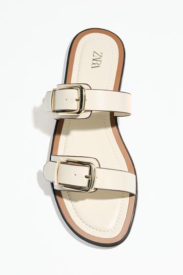 SANDÁLIA COM TIRA DUPLA - Branco-cru da Zara