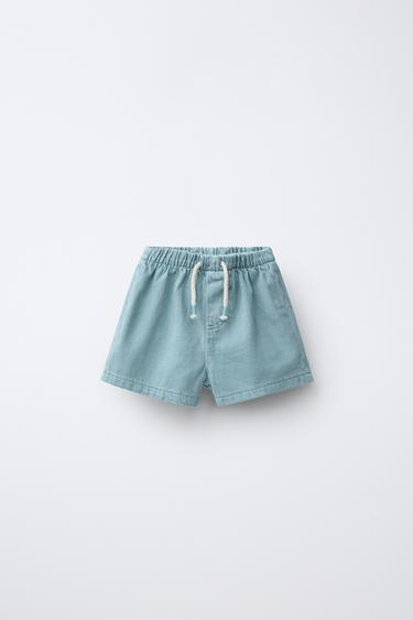Zaras TWILLSHORTS - Havsgrön