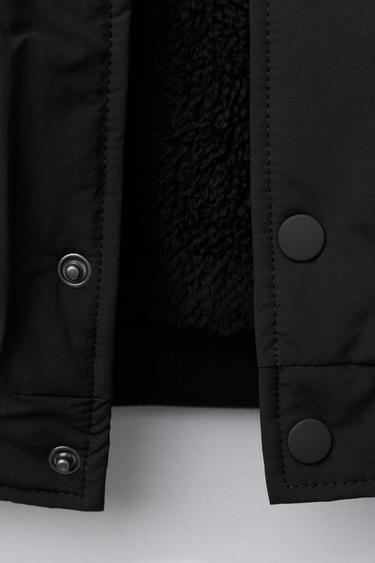 BOMBER DOUBLURE FAUSSE PEAU DE MOUTON PIÈCE - Anthracite foncé de Zara - Image 7
