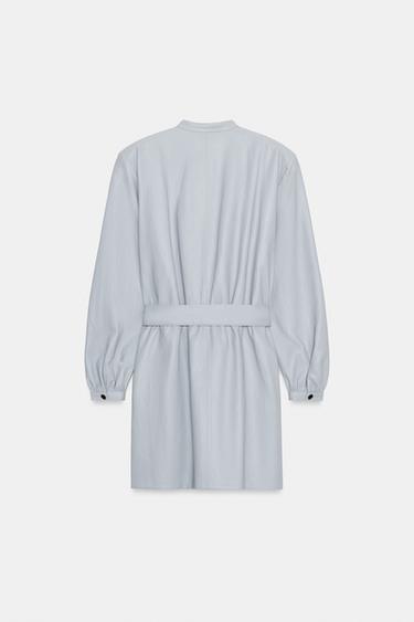 SHORT FAUX LEATHER BELTED DRESS - Blue by Zara - Image 8