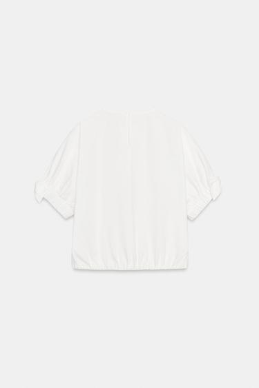 PUFF SLEEVE TOP WITH BOWS - White by Zara - Image 6