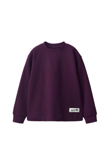 CAMISETA WAFFLE ETIQUETA - Morado de Zara