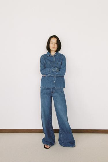 ZWコレクション ワイドレッグ ローライズジーンズインディゴブルーZaraのZWコレクション ワイドレッグ ローライズジーンズ - インディゴブルー 