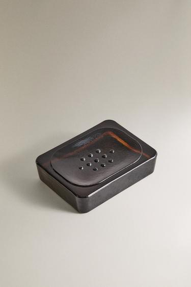 DARK GLASS BATHROOM SOAP DISH - Brown by Zara - Image 1