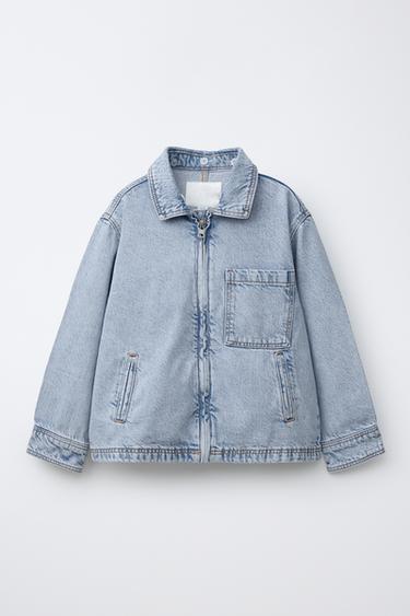 DENIM OVERSHIRT WITH DETACHABLE HOOD - Mid-blue by Zara - Image 1