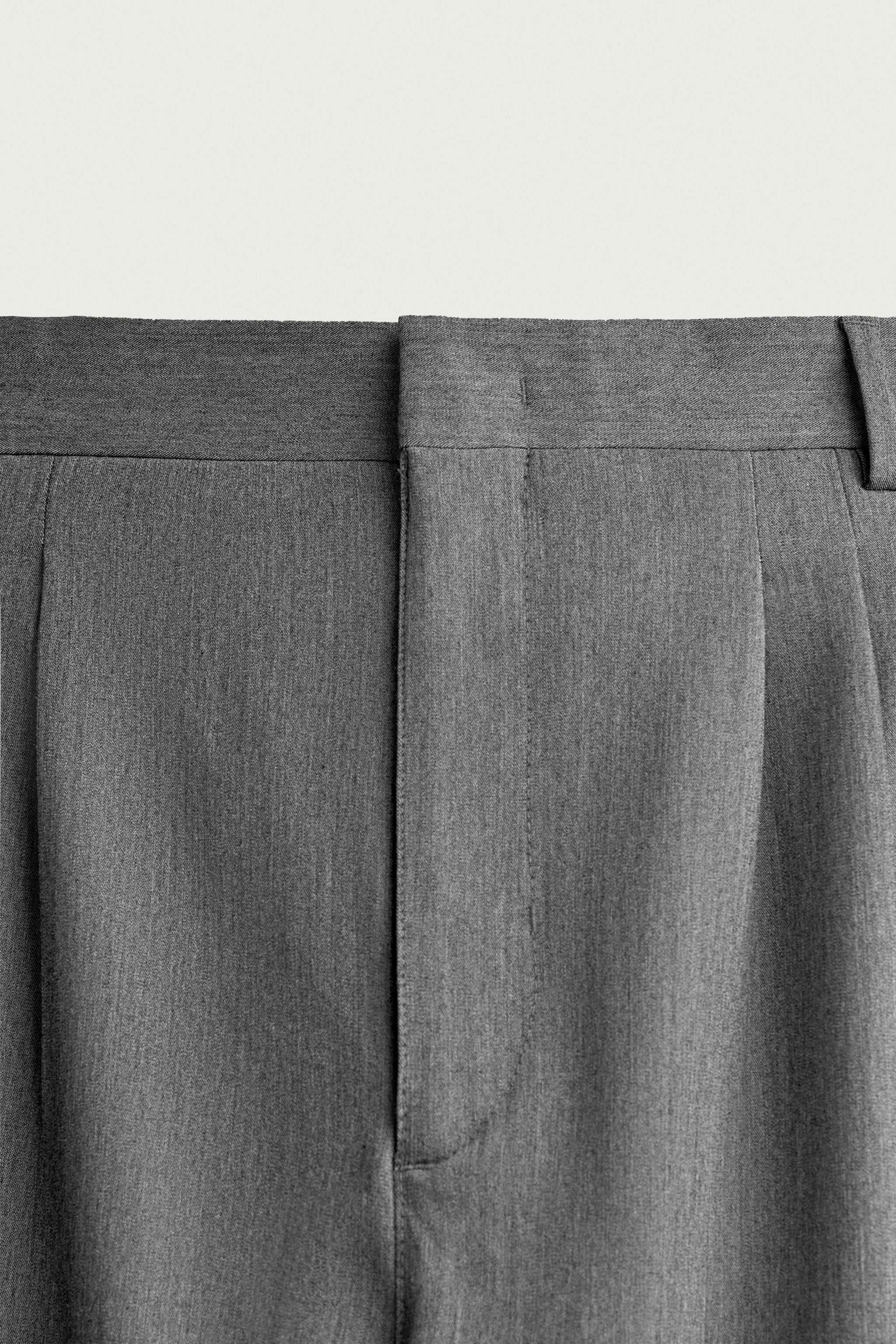 Мужские брюки Zara WIDE-FIT PLEATED TROUSERS — фото 9
