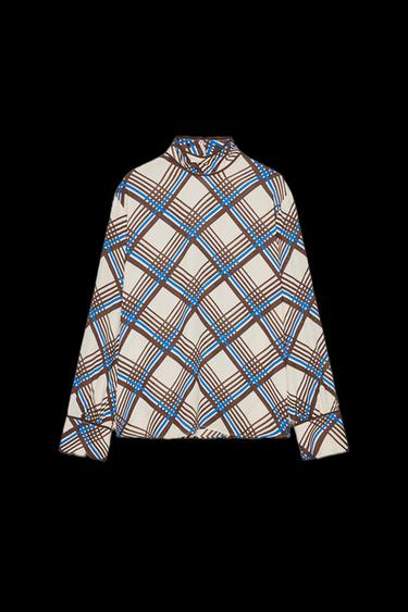 Zara PLAID HIGH-NECK SHIRT - Multicolored