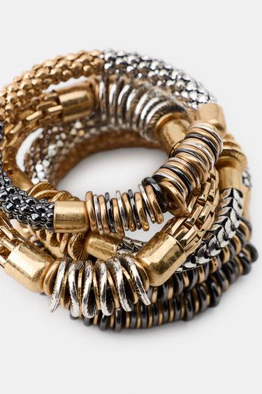LOT DE 5 BRACELETS ÉLASTIQUES COMBINÉS - Or / Argent de Zara - Image 4