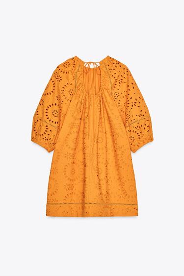 ROBE COURTE BRODÉE ZW COLLECTION - Mandarine de Zara - Image 6