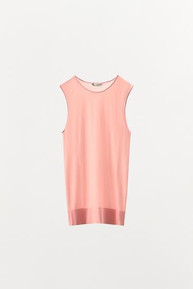 TOP WITH POLYAMIDE - Pastel pink by Zara