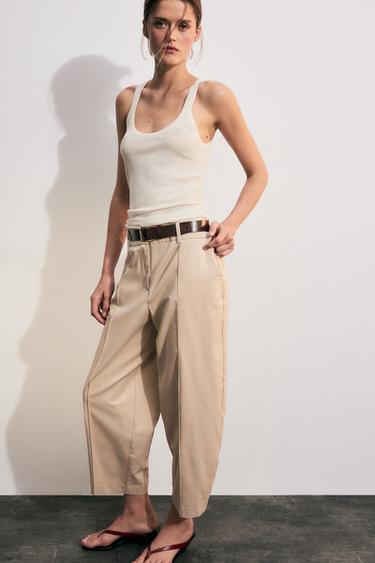 BALLOON TROUSERS WITH BELT - Sand by Zara