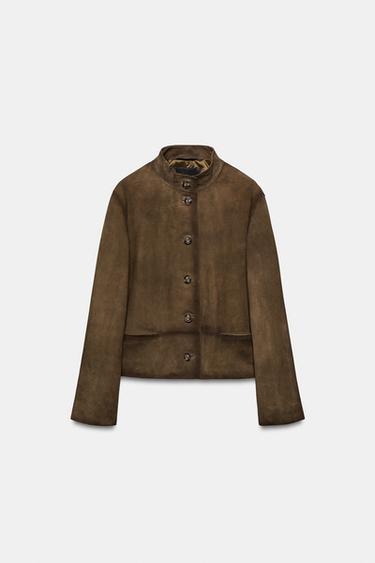 BLOUSON EN CUIR 100% ZW COLLECTION ÉDITION LIMITÉE - Vert olive de Zara - Image 4