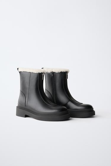 LINED ZIP-UP ANKLE BOOTS — Black 2