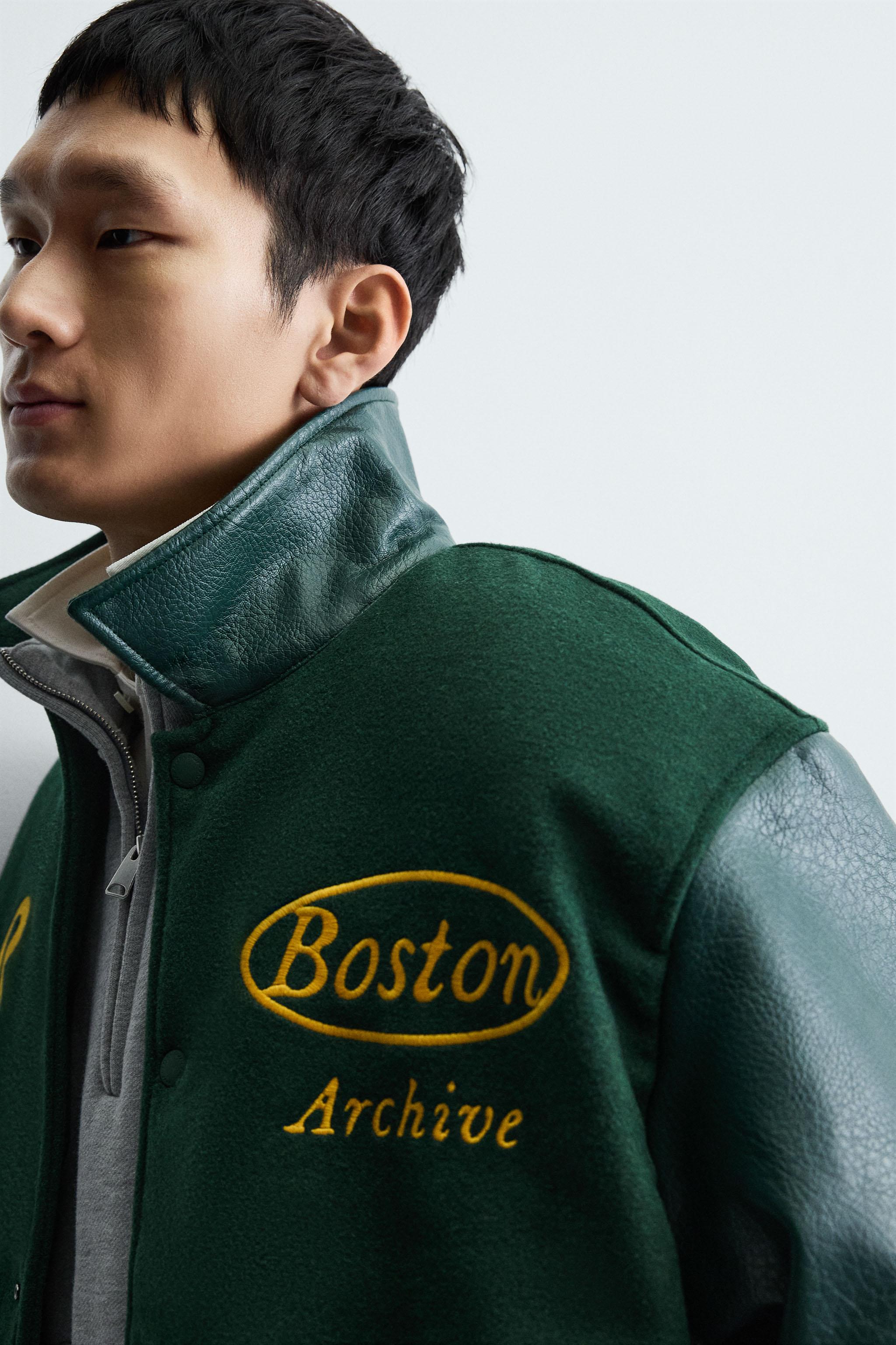 CONTRAST BOMBER JACKET Green ZARA India