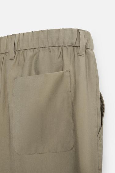 PANTALON EN MÉLANGE DE LYOCELL - Kaki de Zara - Image 10