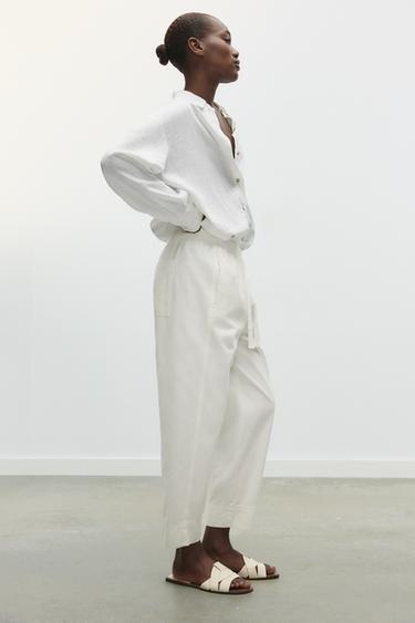 КОЖАНЫЕ САНДАЛИИ НА ПЛОСКОЙ ПОДОШВЕ — Белый от Zara