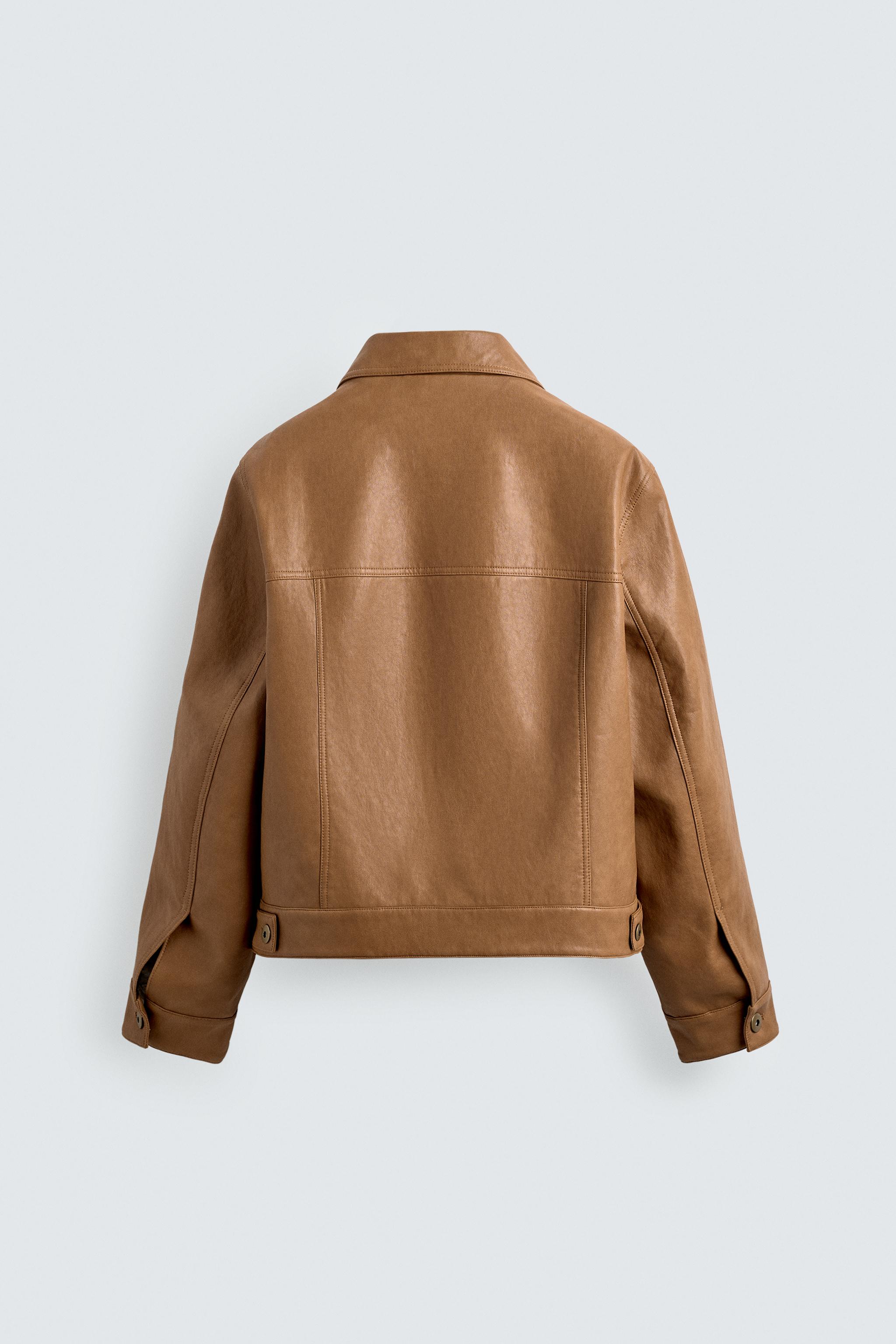 REGULAR FIT FAUX LEATHER OVERSHIRT