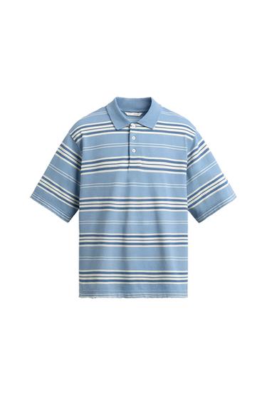 POLO BOXY FIT RAYAS - Azul / Blanco de Zara