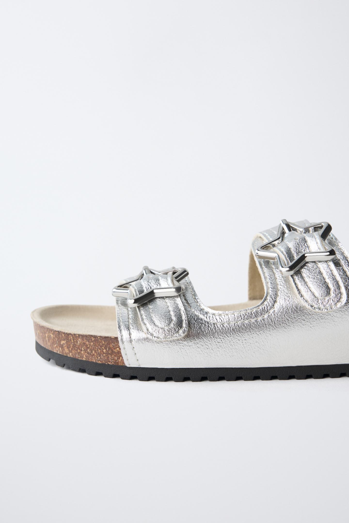 Детские сандалии Zara Metallic Buckle, цвет: Серебряный — фото 6