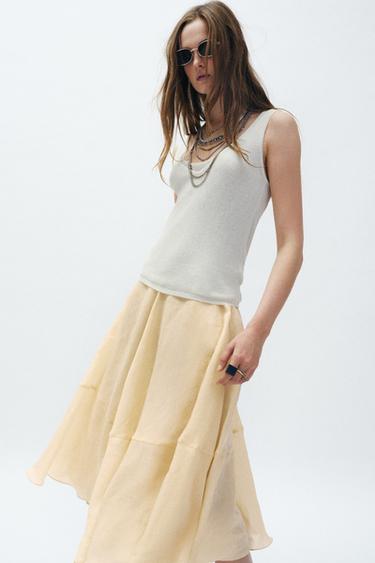 FALDA CAPA ZW COLLECTION - Mantequilla de Zara