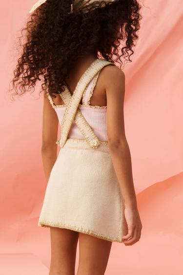 ROBE-SALOPETTE EN MAILLE À FLEURS BRODÉES AU POINT DE CROIX ÉDITION LIMITÉE - Blanc de Zara - Image 2