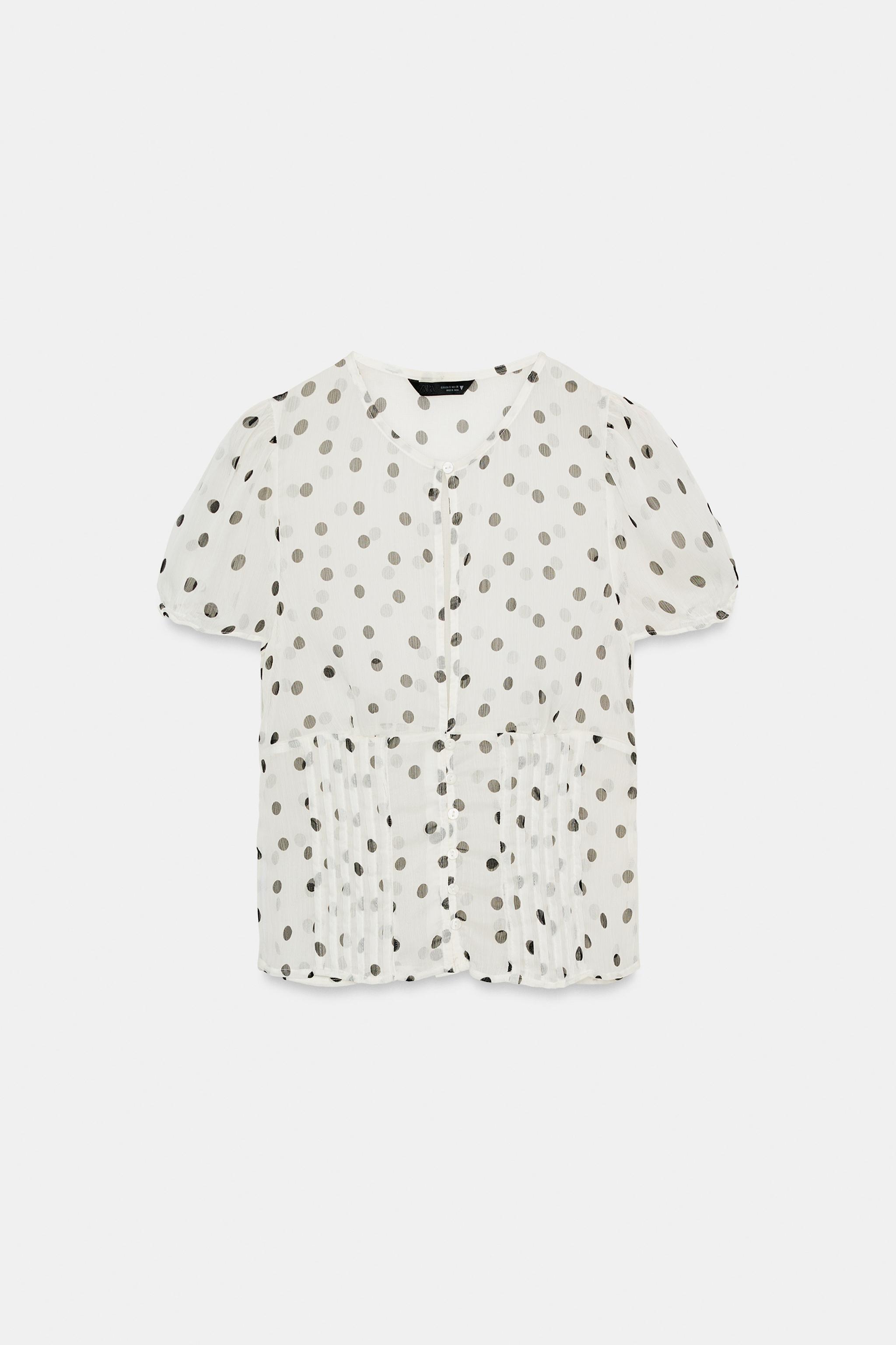 SEMI-SHEER GEORGETTE TOP — Black / White